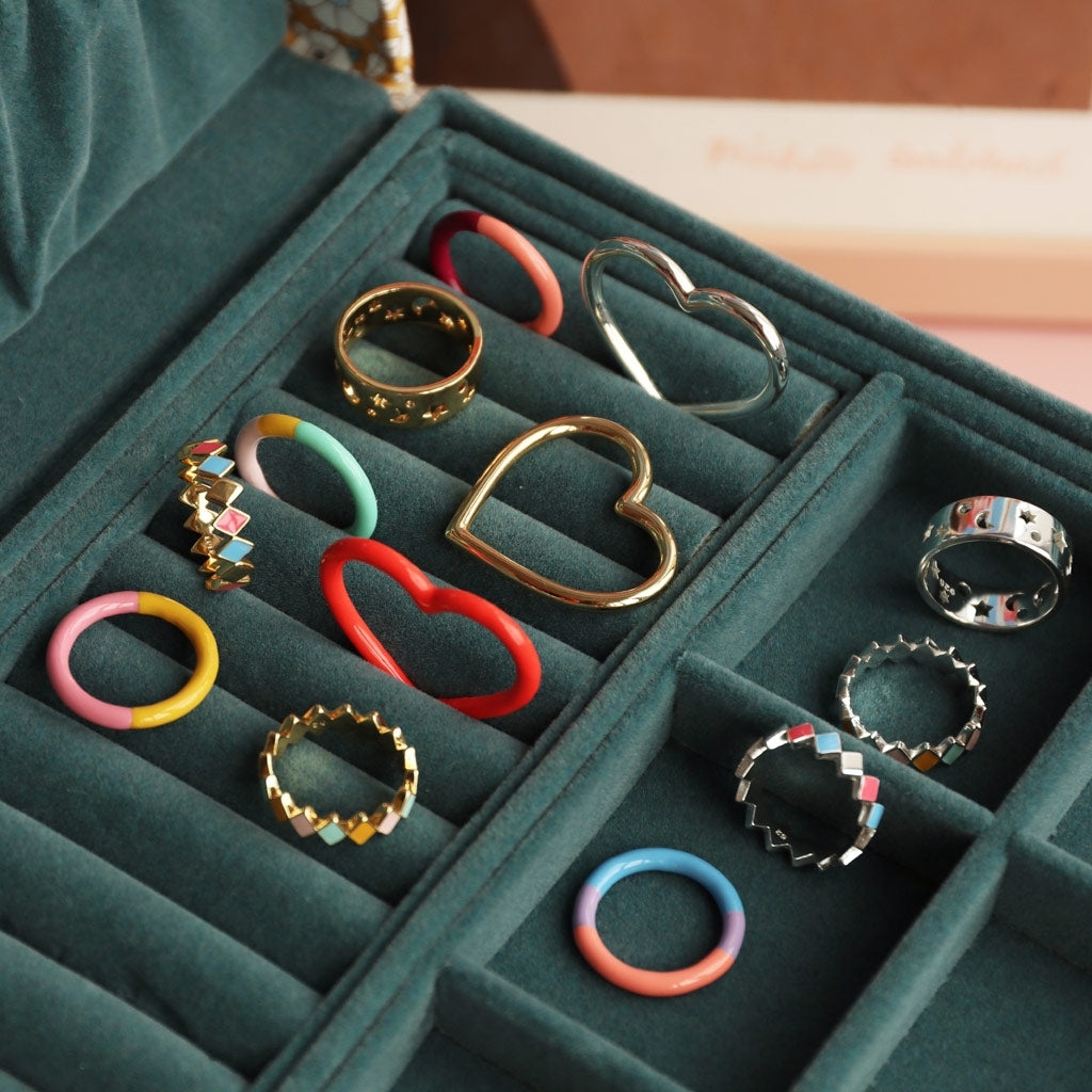 LULU Copenhagen Heart Ring emalj Rings LÀppstift röd