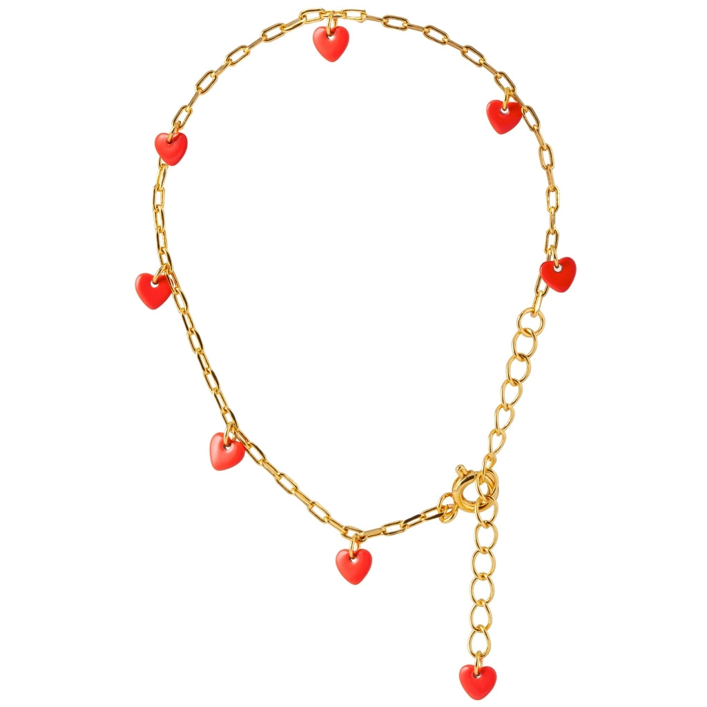 LULU Copenhagen Love U Armband guldplÀterad Bracelets LÀppstift röd