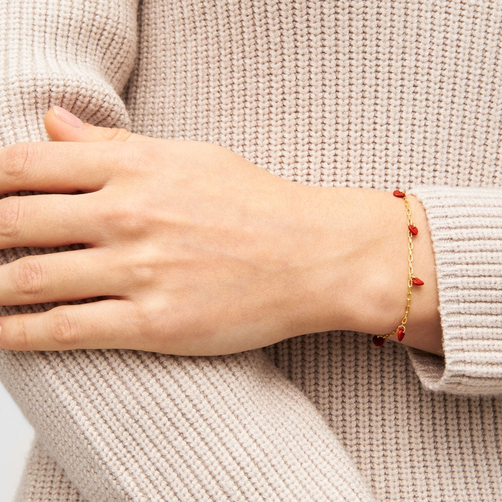 LULU Copenhagen Love U Armband guldplÀterad Bracelets Passion Red