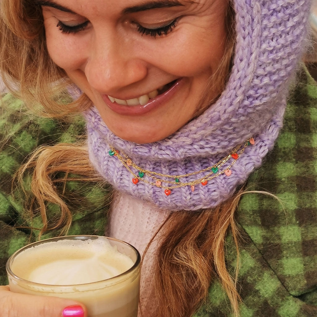 LULU Copenhagen Love U Halsband guldplÀterad Necklaces LÀppstift röd