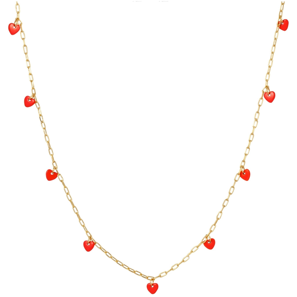 LULU Copenhagen Love U Halsband guldplÀterad Necklaces LÀppstift röd