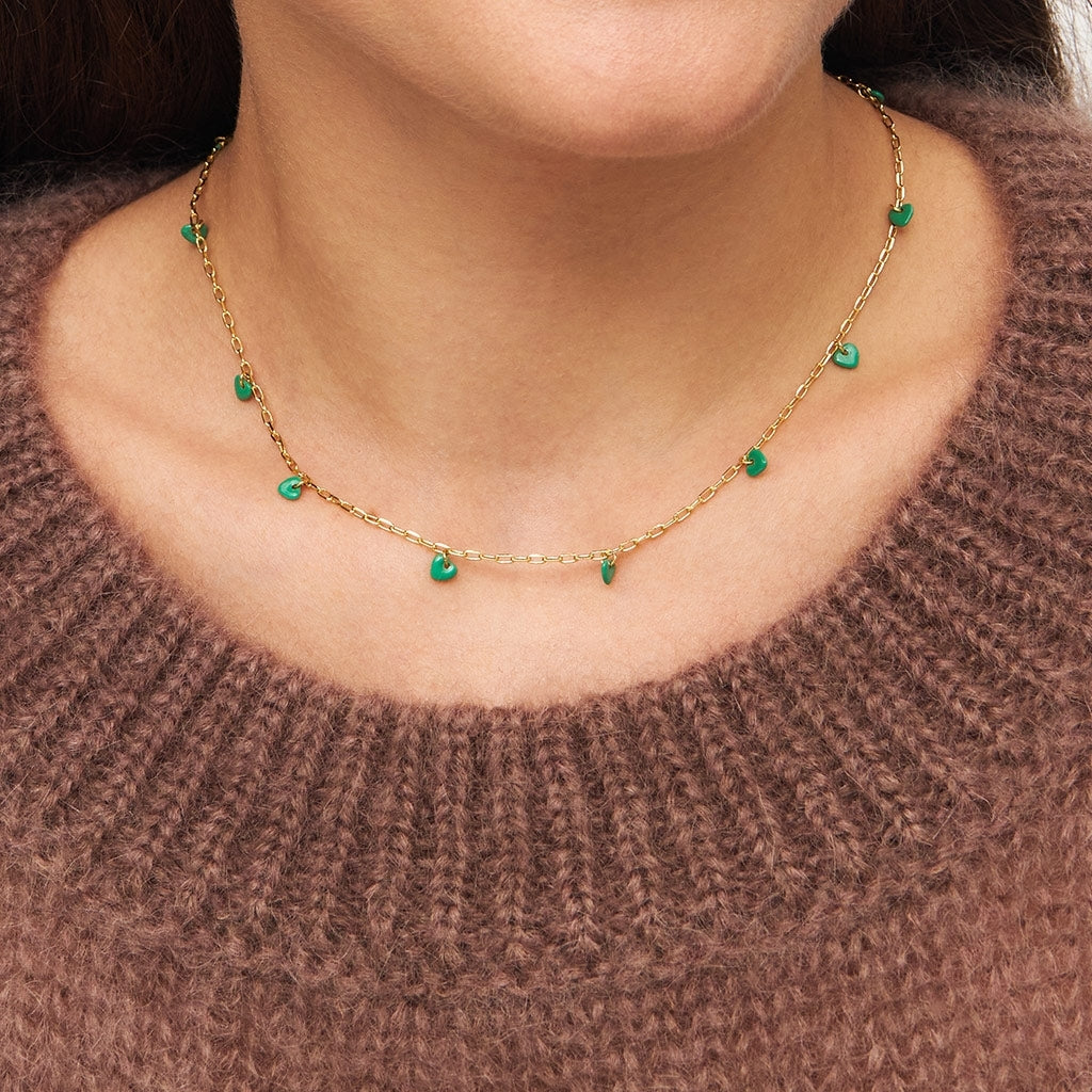 LULU Copenhagen Love U Halsband guldplÀterad Necklaces Ljusgrön