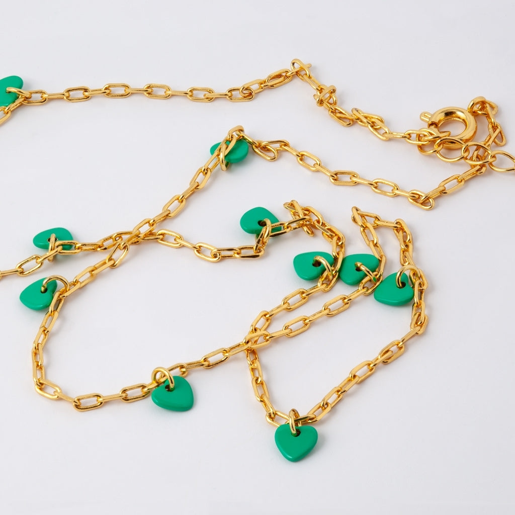 LULU Copenhagen Love U Halsband guldplÀterad Necklaces Ljusgrön