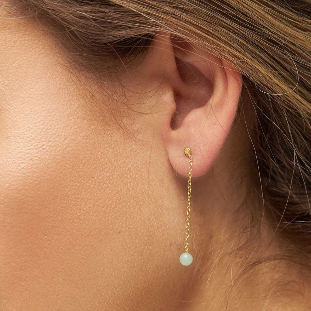 LULU Copenhagen Natural Stone Chain örhänge 1 st Ear stud, 1 pcs Ljusgrön