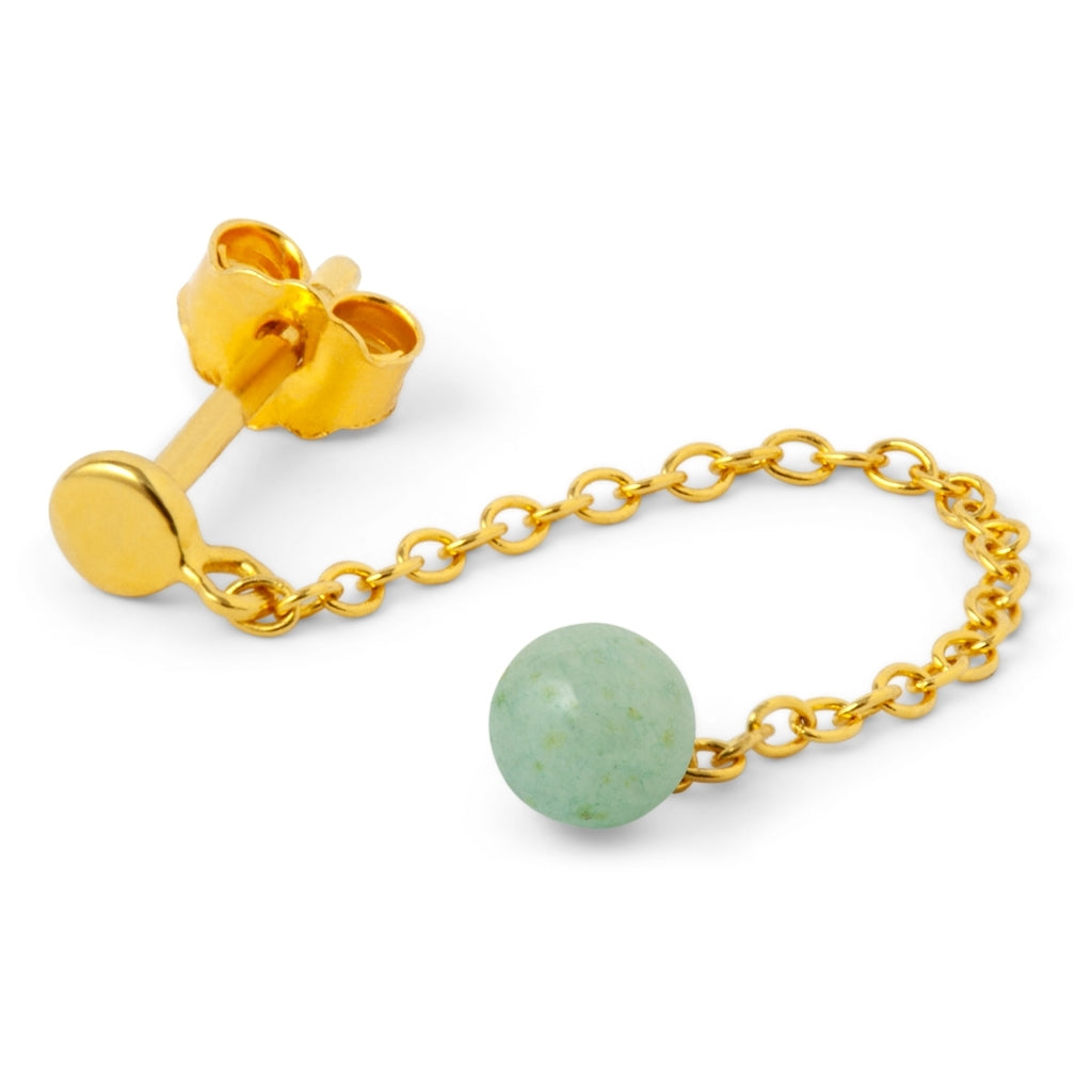LULU Copenhagen Natural Stone Chain örhänge 1 st Ear stud, 1 pcs Ljusgrön