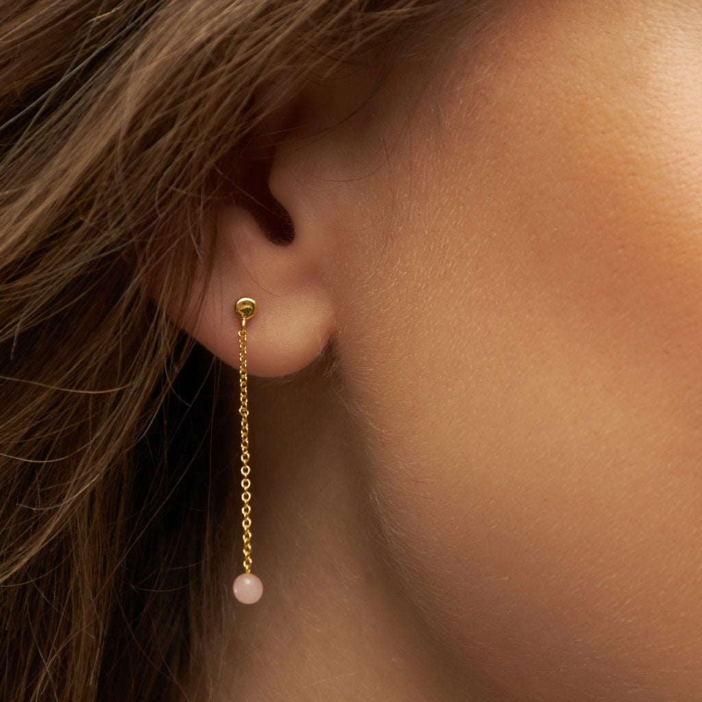 LULU Copenhagen Natural Stone Chain örhänge 1 st Ear stud, 1 pcs Rosa