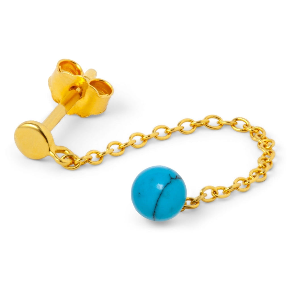 LULU Copenhagen Natural Stone Chain örhänge 1 st Ear stud, 1 pcs Turkos