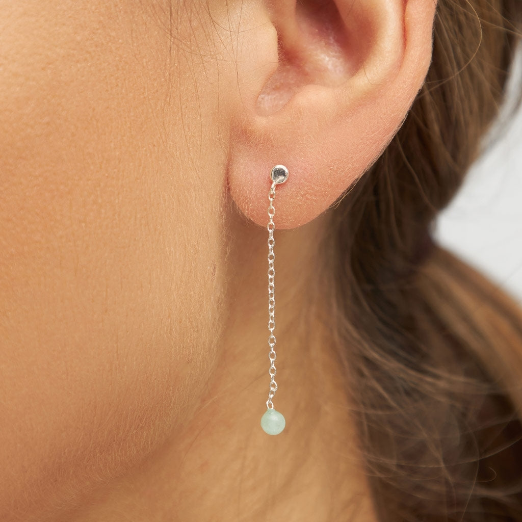 LULU Copenhagen Natural Stone Chain örhänge 1 st Ear stud, 1 pcs Ljusgrön