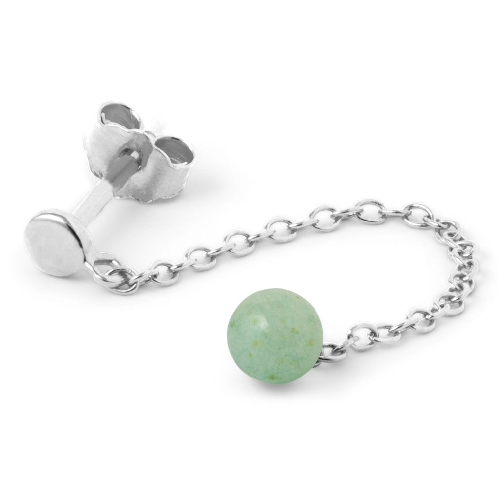 LULU Copenhagen Natural Stone Chain örhänge 1 st Ear stud, 1 pcs Ljusgrön