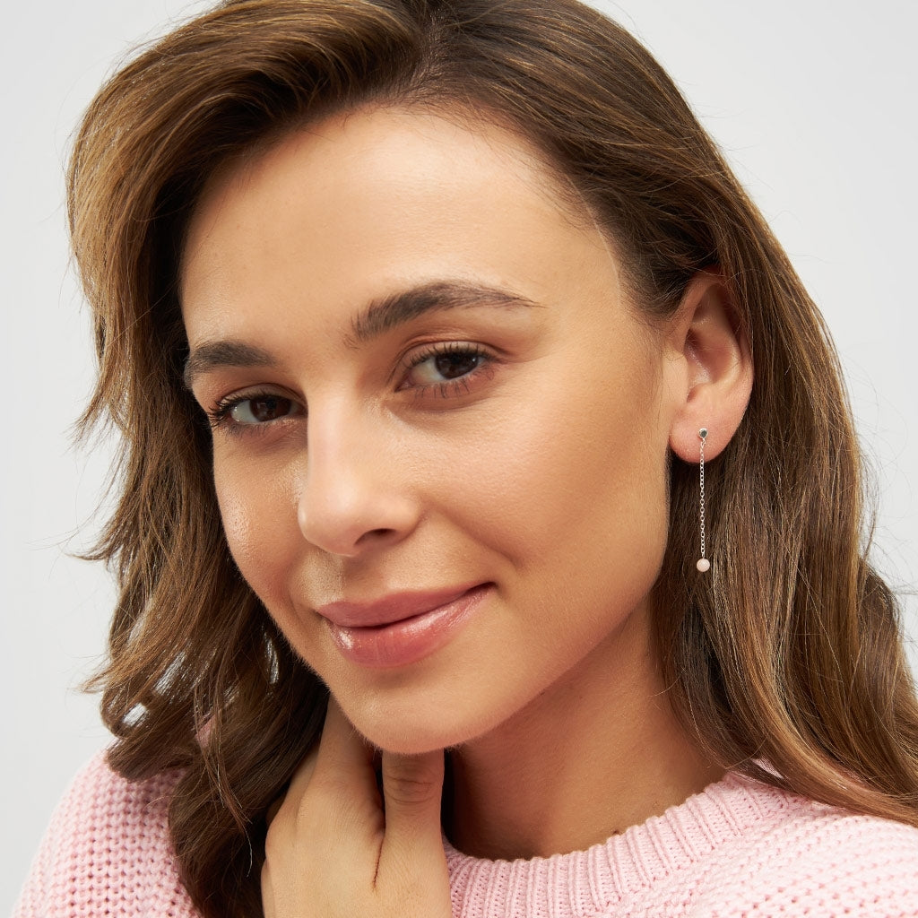 LULU Copenhagen Natural Stone Chain örhänge 1 st Ear stud, 1 pcs Rosa