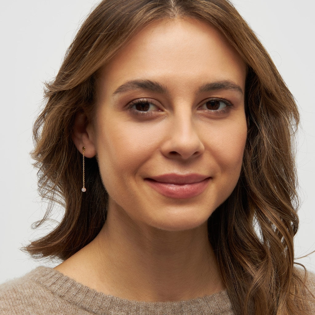 LULU Copenhagen Natural Stone Chain örhÀnge 1 st Ear stud, 1 pcs Rosa