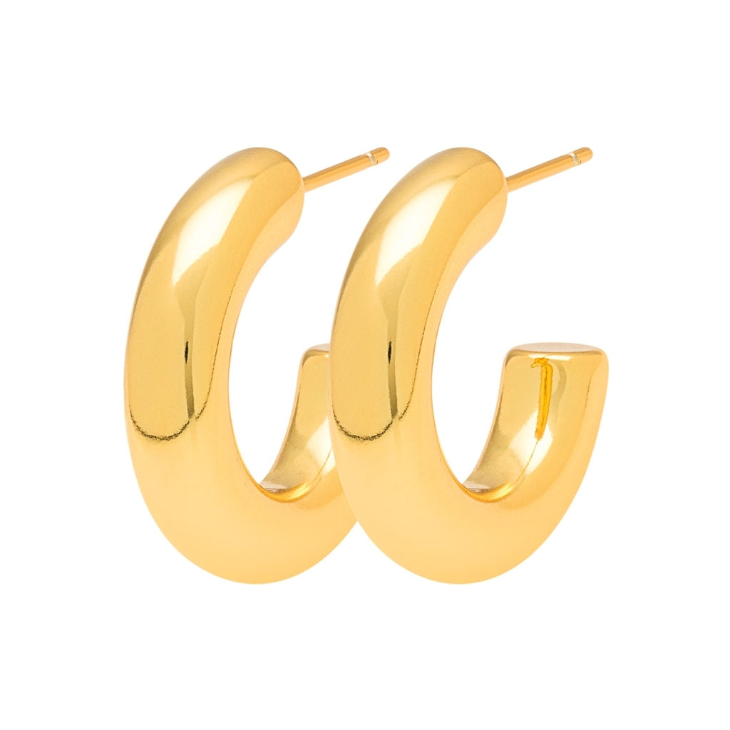 LULU Copenhagen Non Hoops Chunky Small par skinande Hoops GuldplÀterad