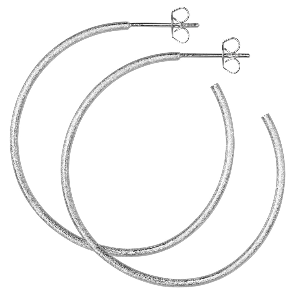 LULU Copenhagen Non Hoops Large par Hoops Silver Plated