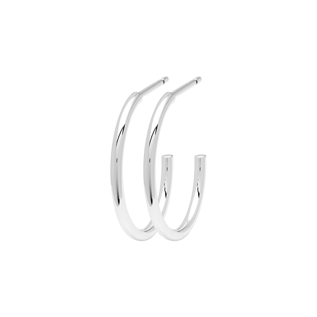 LULU Copenhagen Non Hoops Medium par skinande Hoops Silver Plated