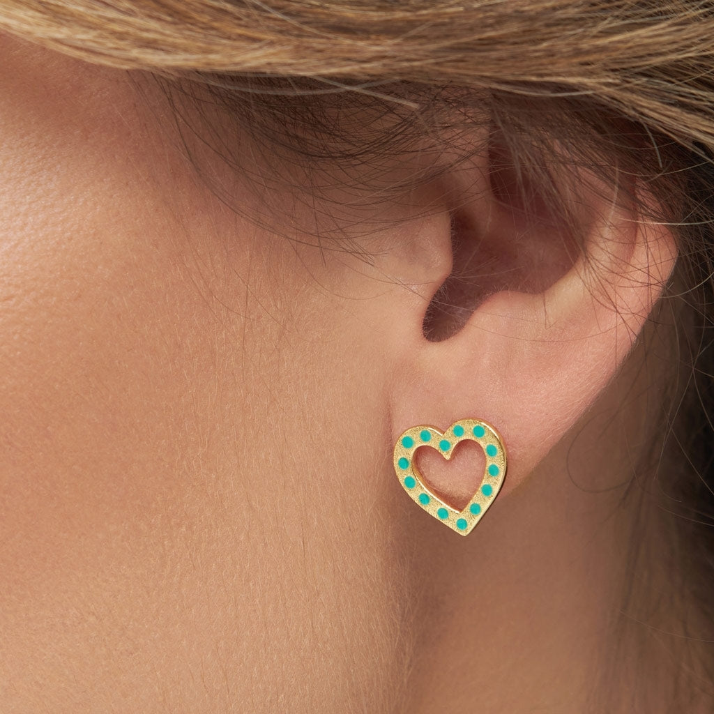 LULU Copenhagen OMG Heart örhänge 1 st guldpläterad Ear stud, 1 pcs Ljusgrön