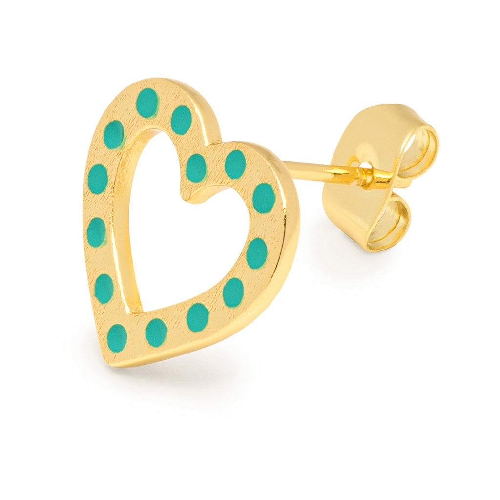 LULU Copenhagen OMG Heart örhänge 1 st guldpläterad Ear stud, 1 pcs Ljusgrön
