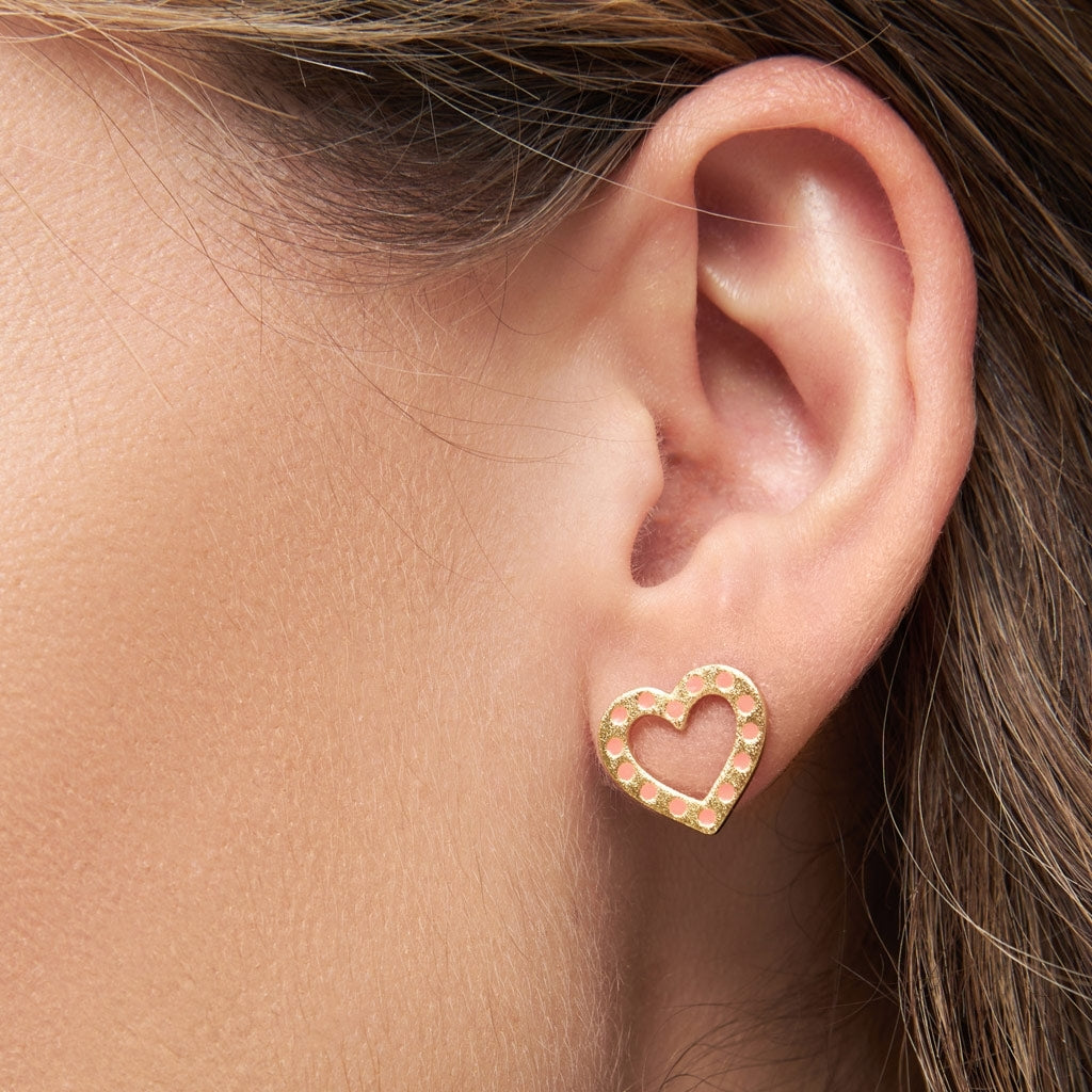 LULU Copenhagen OMG Heart örhänge 1 st guldpläterad Ear stud, 1 pcs Orange/Coral