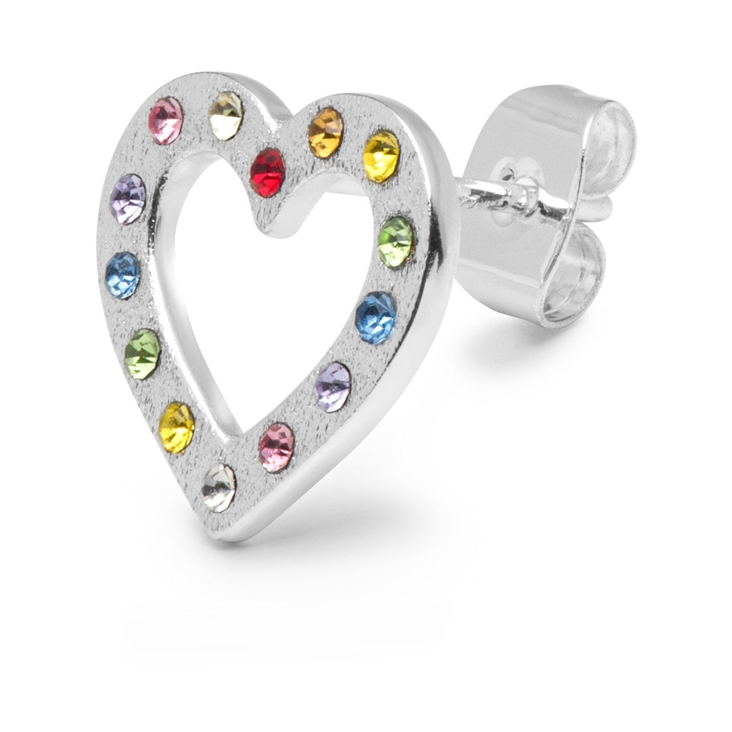LULU Copenhagen OMG Heart örhÀnge 1 st silverplÀterad Ear stud, 1 pcs Rainbow