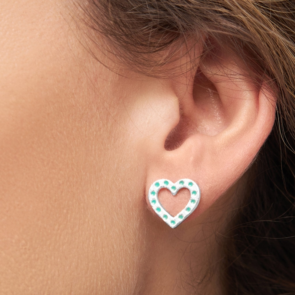 LULU Copenhagen OMG Heart örhÀnge 1 st silverplÀterad Ear stud, 1 pcs Ljusgrön