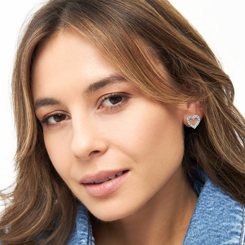 LULU Copenhagen OMG Heart örhÀnge 1 st silverplÀterad Ear stud, 1 pcs Ljusgrön