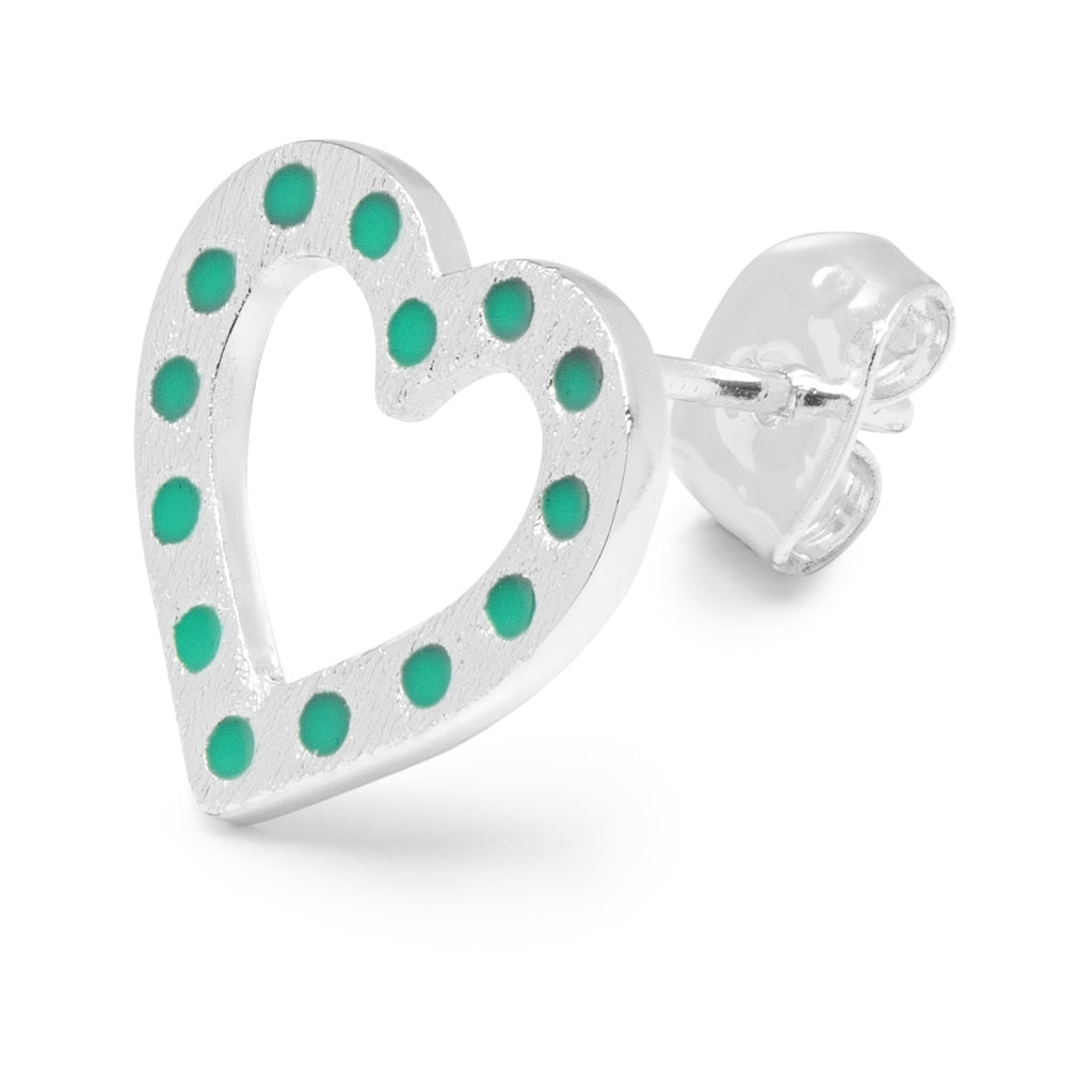 LULU Copenhagen OMG Heart örhÀnge 1 st silverplÀterad Ear stud, 1 pcs Ljusgrön