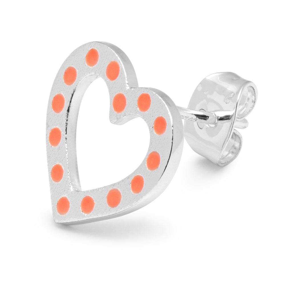 LULU Copenhagen OMG Heart örhänge 1 st silverpläterad Ear stud, 1 pcs Orange/Coral
