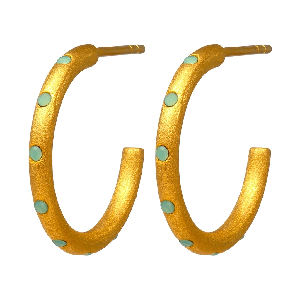 LULU Copenhagen OMG Hoops Medium par guldplÀterad Hoops Ljusgrön