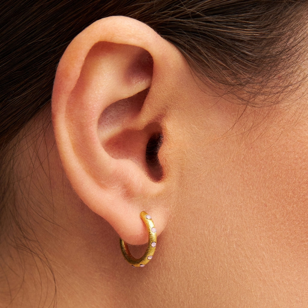 LULU Copenhagen OMG Hoops Small par guldplÀterad Hoops Ljusrosa