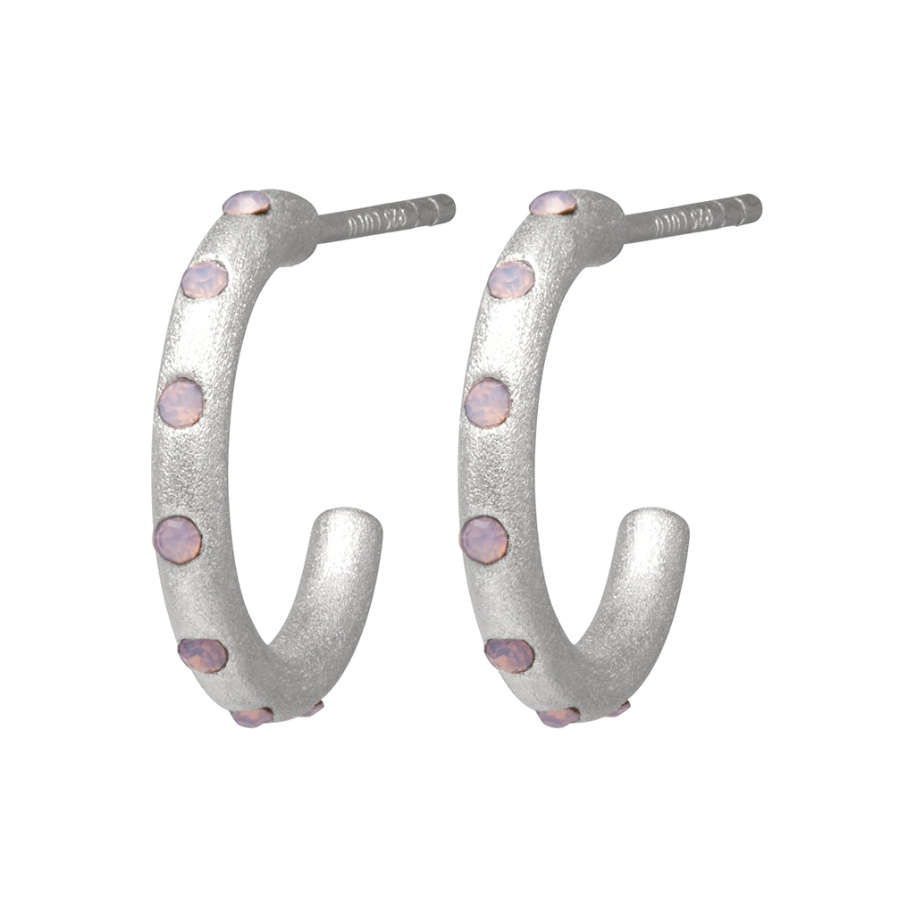 LULU Copenhagen OMG Hoops Small par silverpläterad Hoops Ljusrosa
