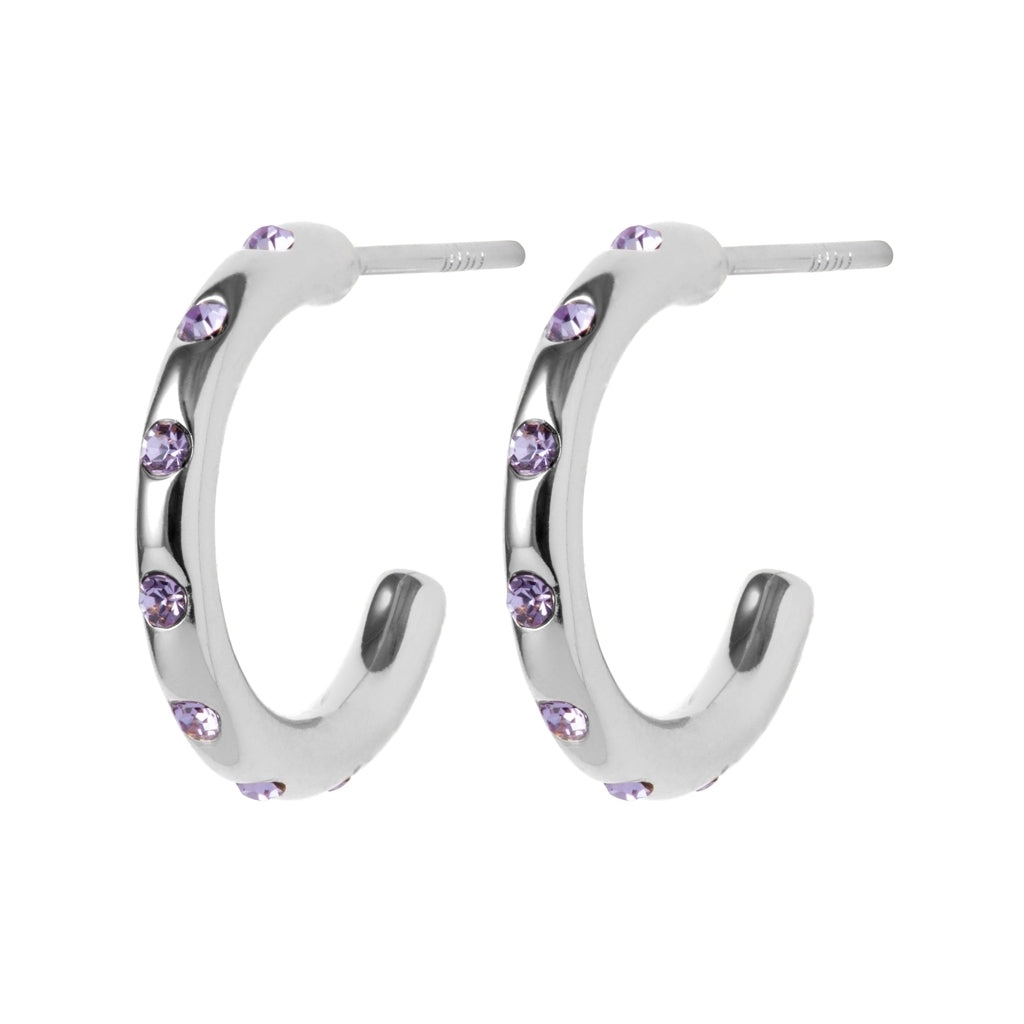 LULU Copenhagen OMG Hoops Small par silverpläterad Hoops Violett