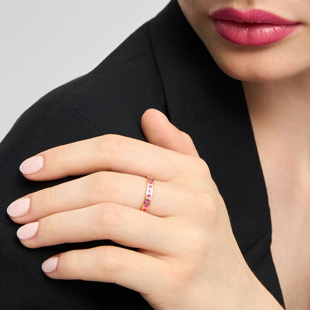 LULU Copenhagen Pattern Ring guldplÀterad Rings Electric Fuchsia Pink