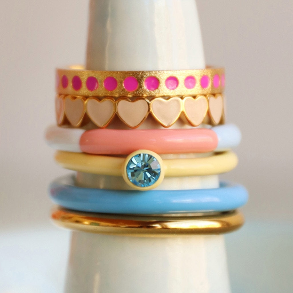 LULU Copenhagen Pattern Ring guldplÀterad Rings Electric Fuchsia Pink