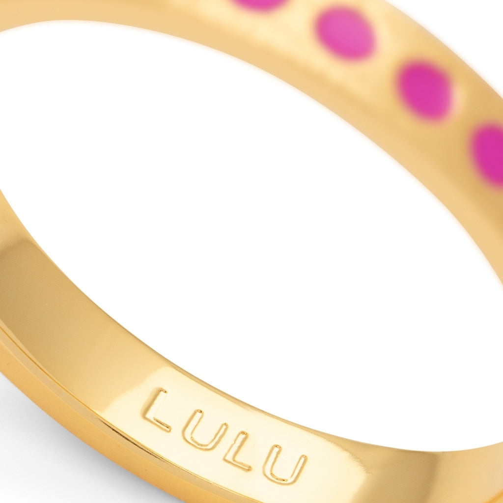 LULU Copenhagen Pattern Ring guldplÀterad Rings Electric Fuchsia Pink