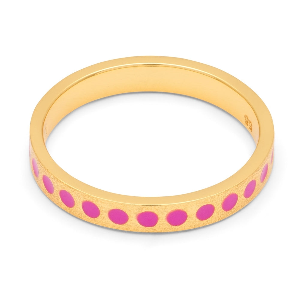 LULU Copenhagen Pattern Ring guldplÀterad Rings Electric Fuchsia Pink