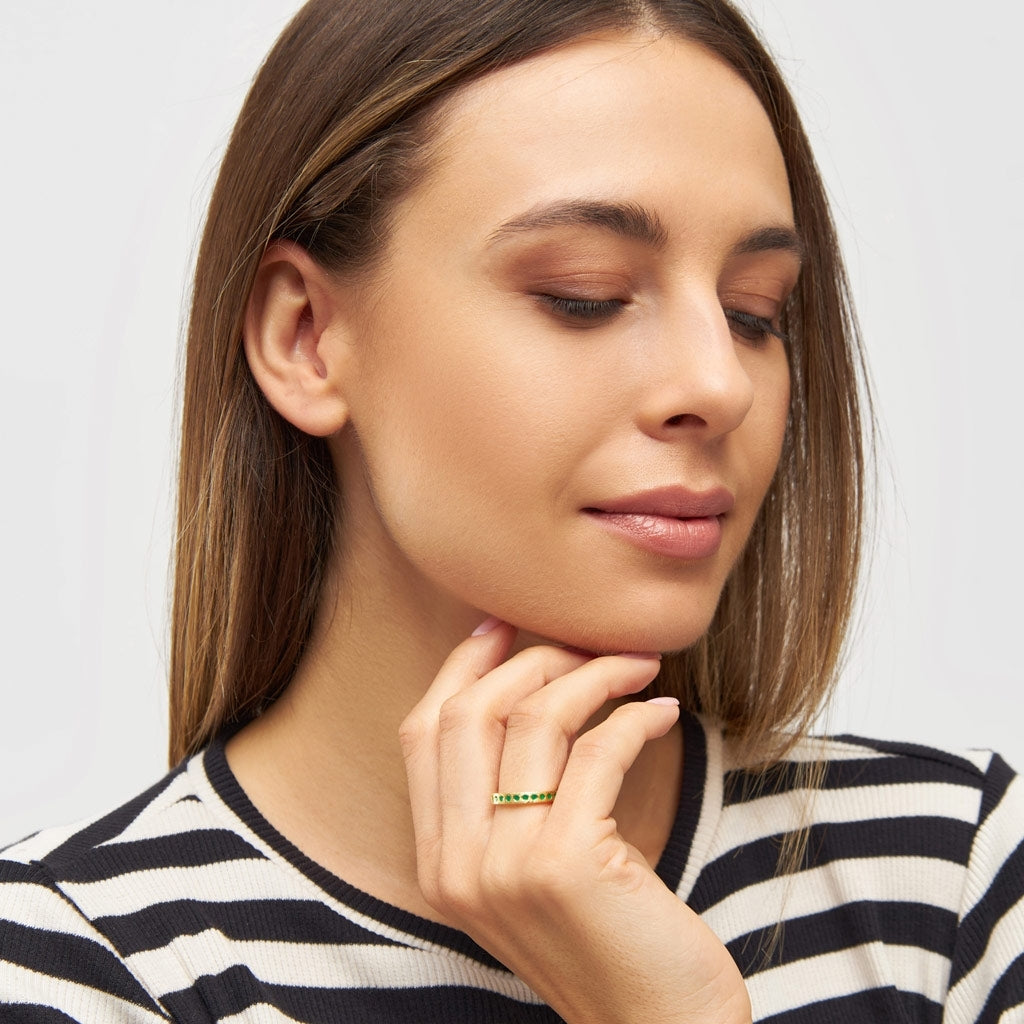 LULU Copenhagen Pattern Ring guldplÀterad Rings Ljusgrön