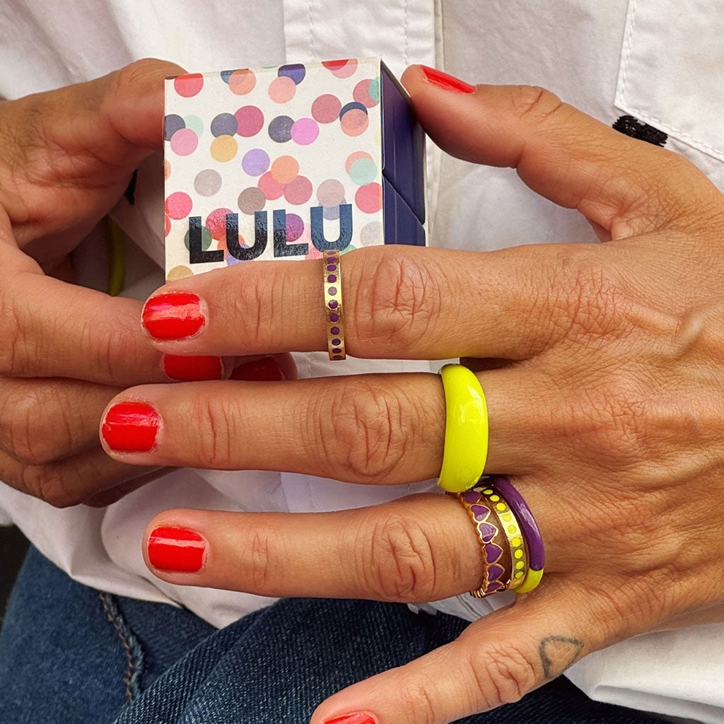 LULU Copenhagen Pattern Ring guldplÀterad Rings Wild Lime