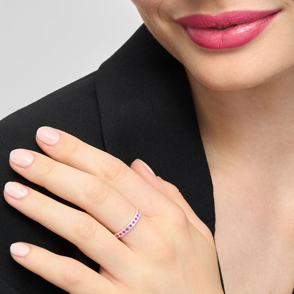 LULU Copenhagen Pattern Ring silver Rings Electric Fuchsia Pink