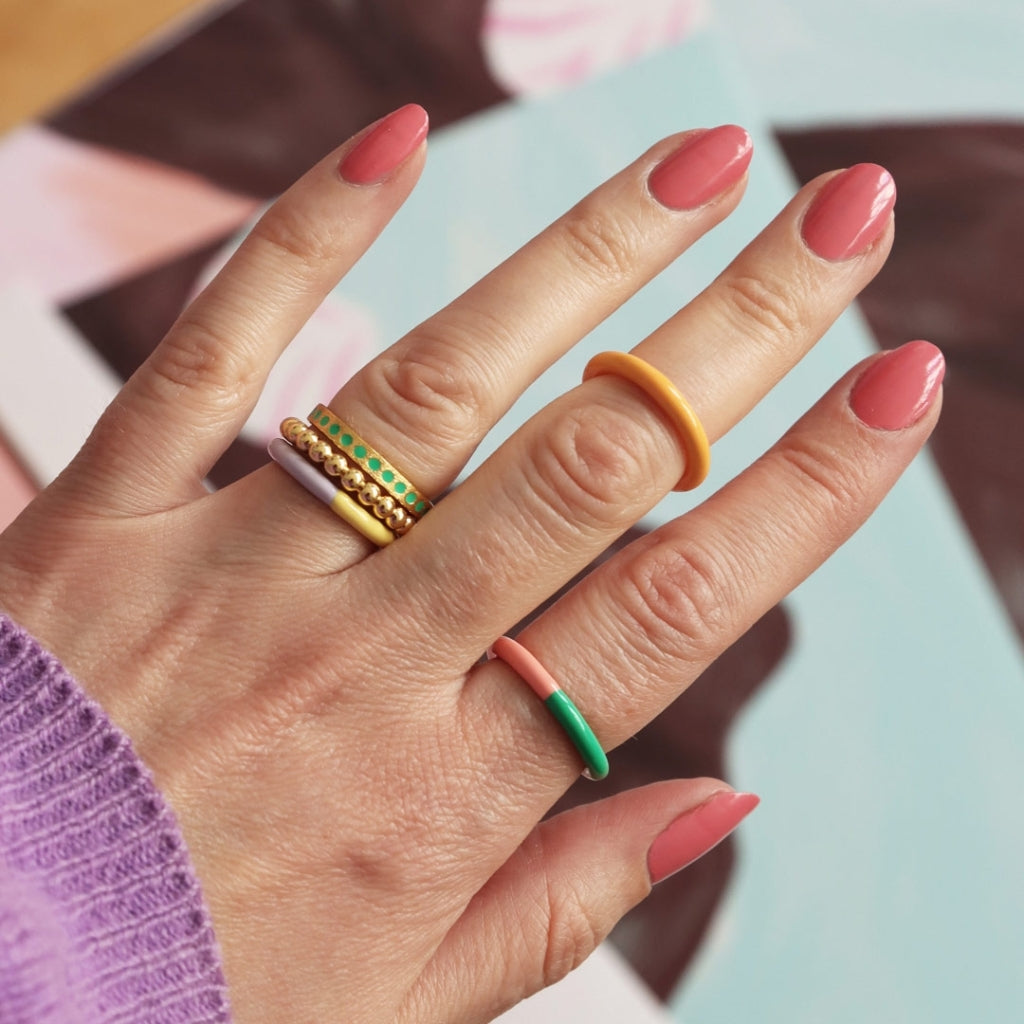 LULU Copenhagen Pattern Ring silver Rings Ljusgrön
