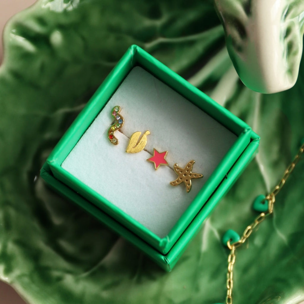 LULU Copenhagen Snaky örhÀnge 1 st guldplÀterad Ear stud, 1 pcs Rainbow