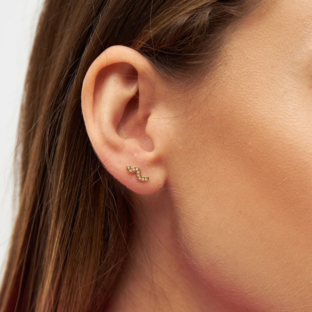 LULU Copenhagen Snaky örhänge 1 st guldpläterad Ear stud, 1 pcs Vit