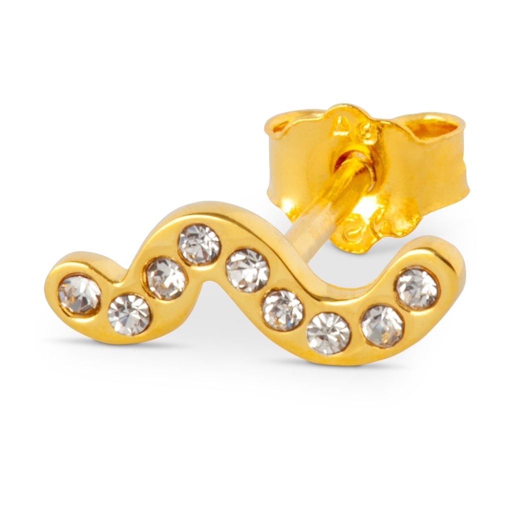 LULU Copenhagen Snaky örhänge 1 st guldpläterad Ear stud, 1 pcs Vit