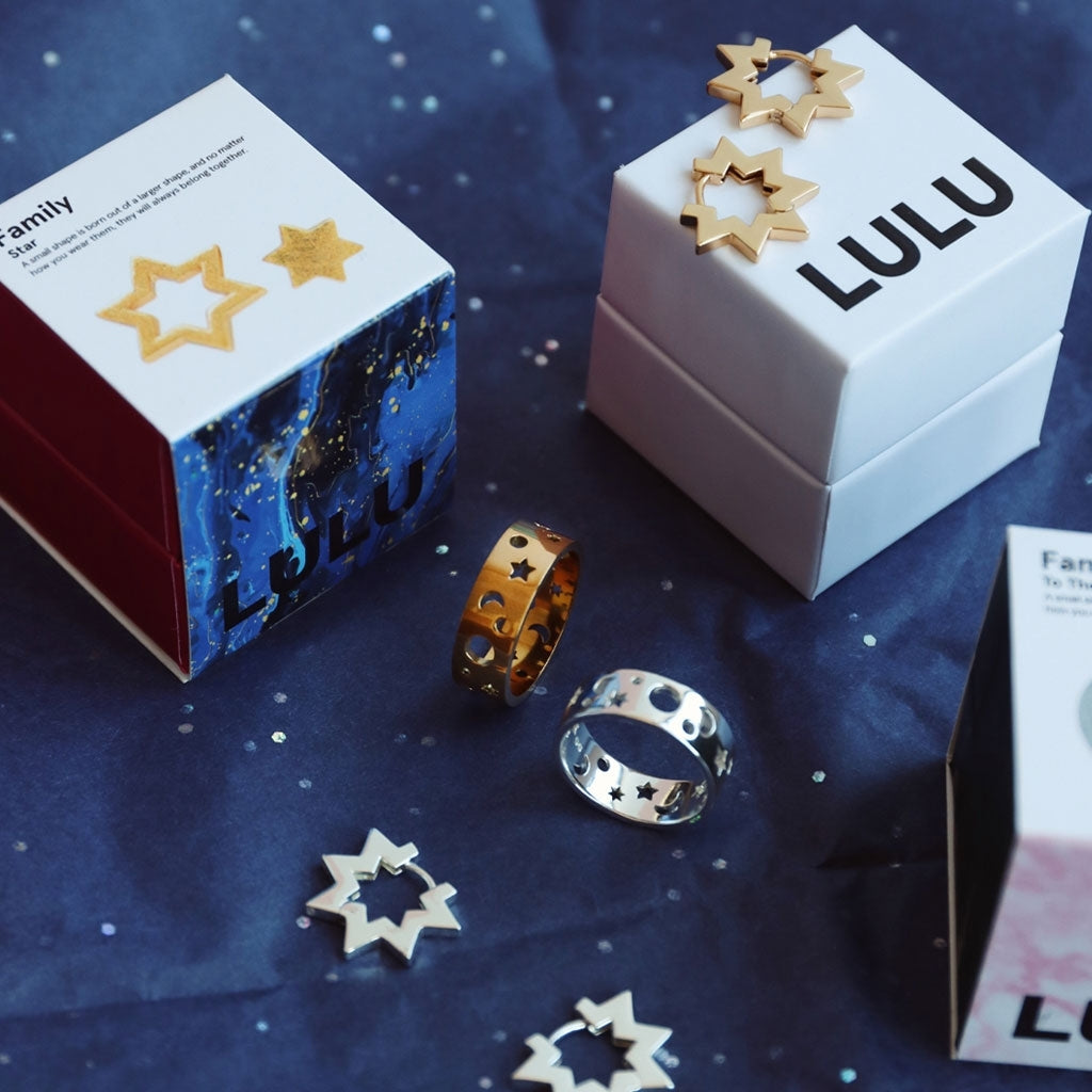 LULU Copenhagen Star Hoops paar Hoops Guldpläterad