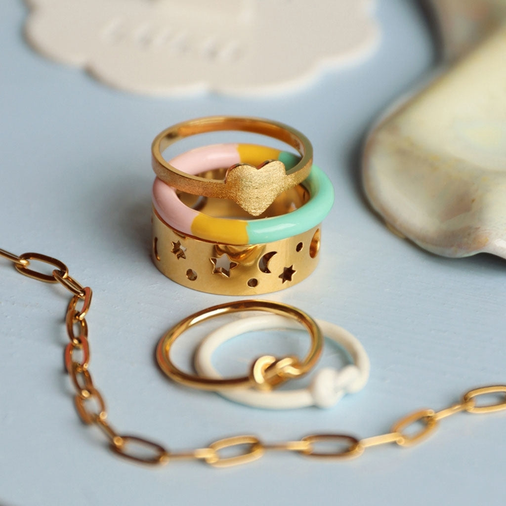 LULU Copenhagen Triple Color Ring Rings Sunset