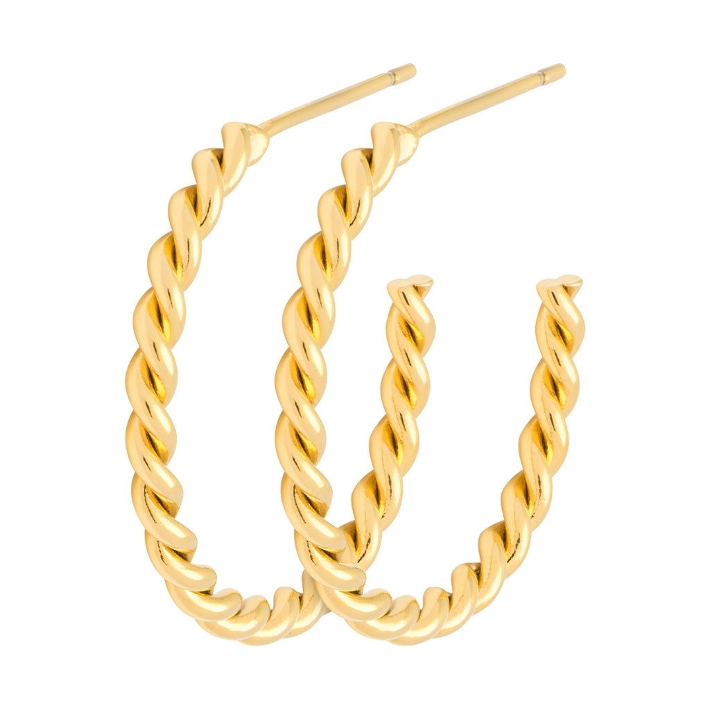 LULU Copenhagen Twisted Hoops par - guldpläterad Hoops Guldpläterad