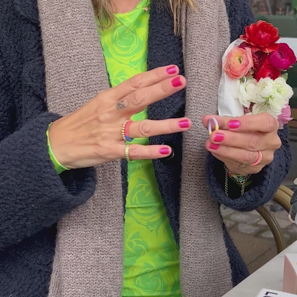 LULU Copenhagen Double Color Ring Rings Plum/Silk Light Green - Video preview