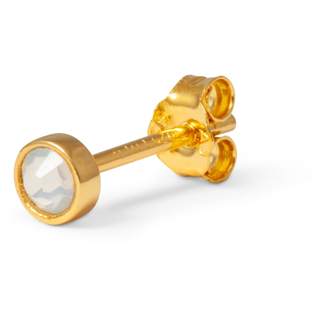 LULU Copenhagen Bling örhänge 1 st guldpläterad Ear stud, 1 pcs Vit Opal