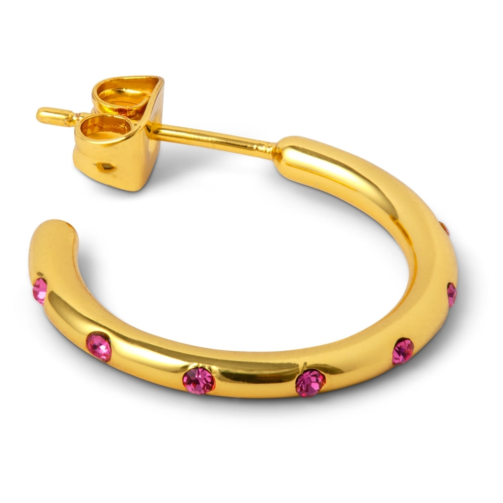 LULU Copenhagen OMG Hoops Medium par guldpläterad Hoops Rosa