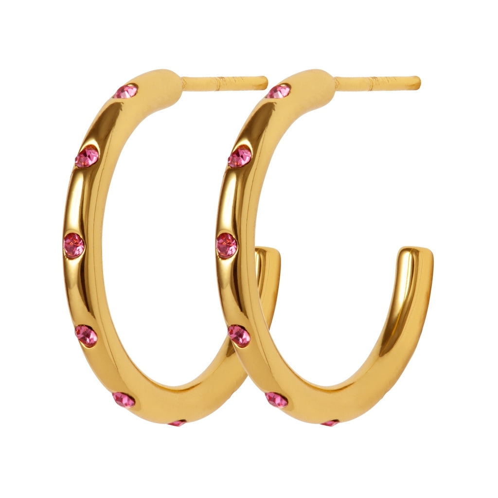 LULU Copenhagen OMG Hoops Medium par guldpläterad Hoops Rosa