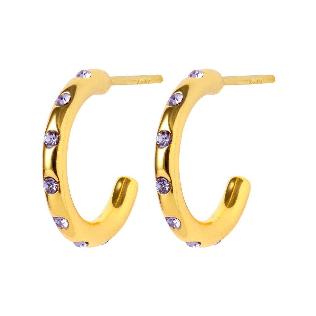 LULU Copenhagen OMG Hoops Small par guldpläterad Hoops Violett