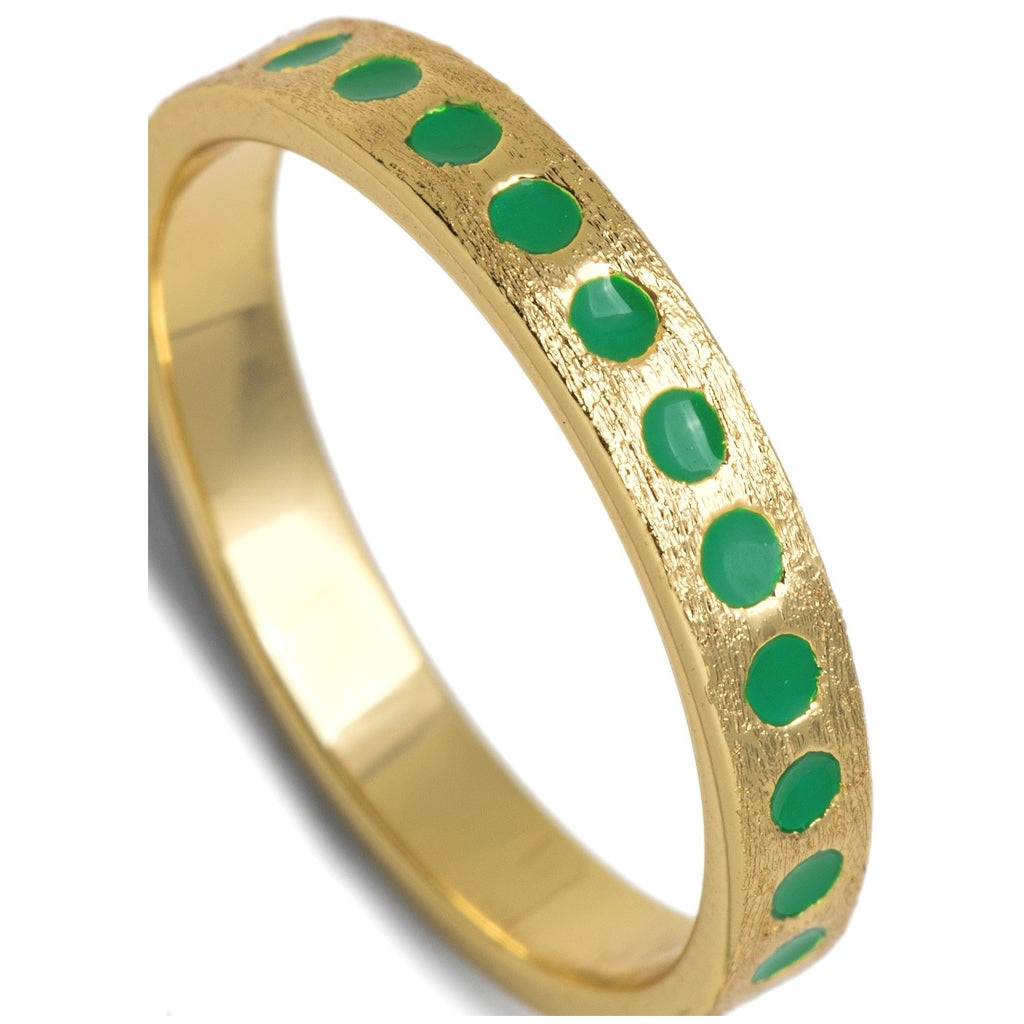 LULU Copenhagen Pattern Ring guldplÀterad Rings Ljusgrön